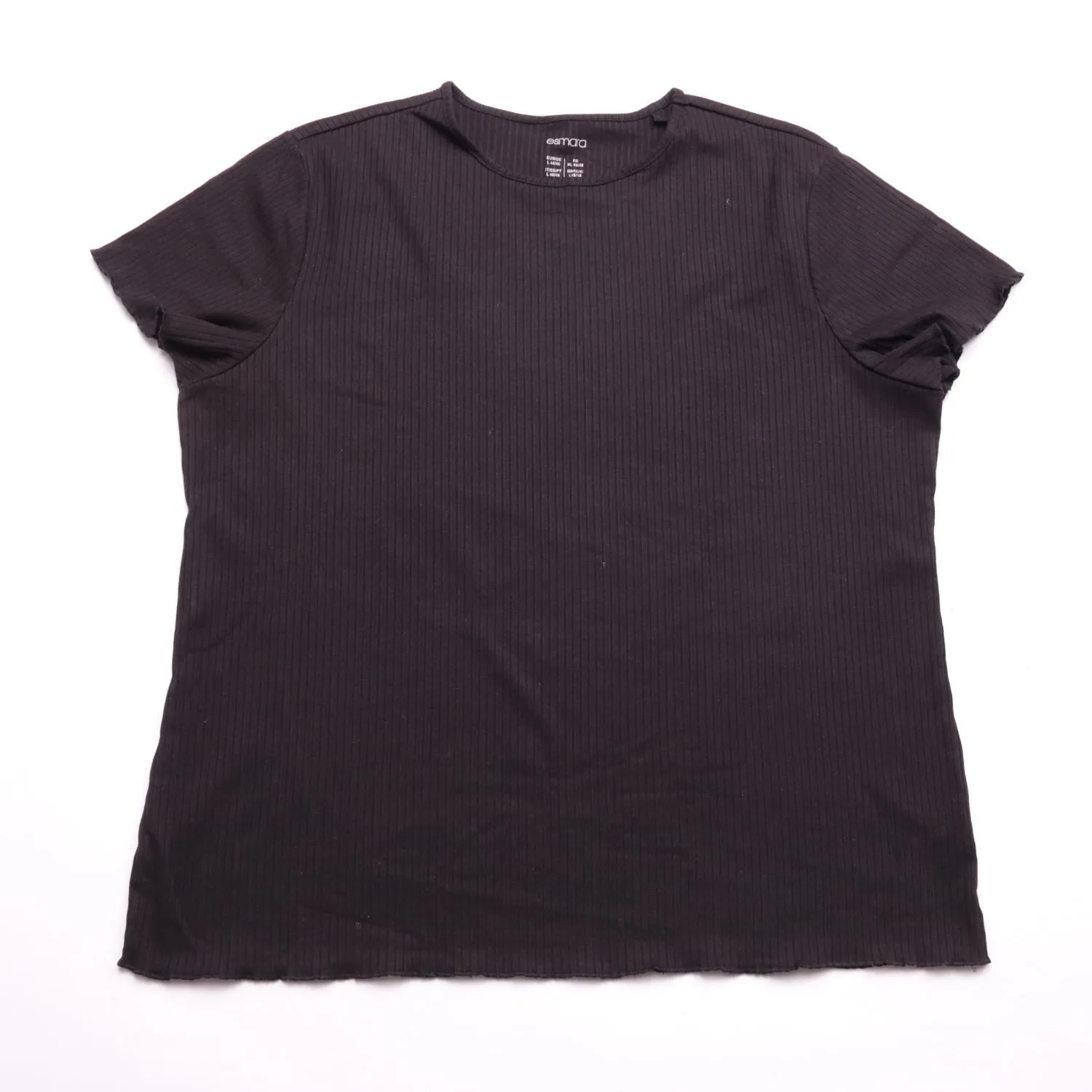 Чёрная футболка esmara из трикотажа в рубчик, размер 52 (XL)